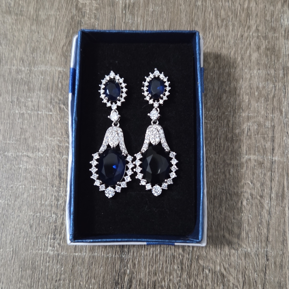 Sophisticated Sapphire Blue and Silver Earrings